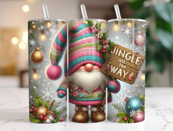 20 Oz Christmas Gnome Tumbler Wrap Graphics