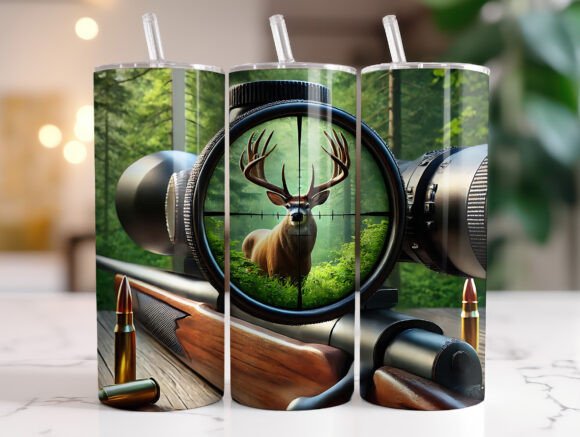 20 Oz Deer Hunting Tumbler Wrap Design for Graphics and Tumbler Wraps