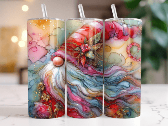 20oz Christmas Gnome Tumbler PNG Wrap for Branding