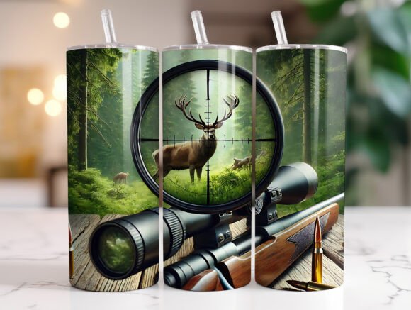 20oz Deer Hunting Tumbler Wrap PNG – A Versatile Graphic Design Asset