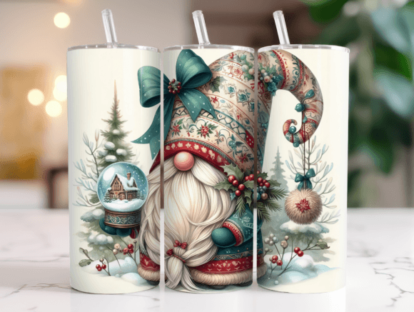 20oz Tumbler Christmas Gnome Wrap PNG for Handmade Creations