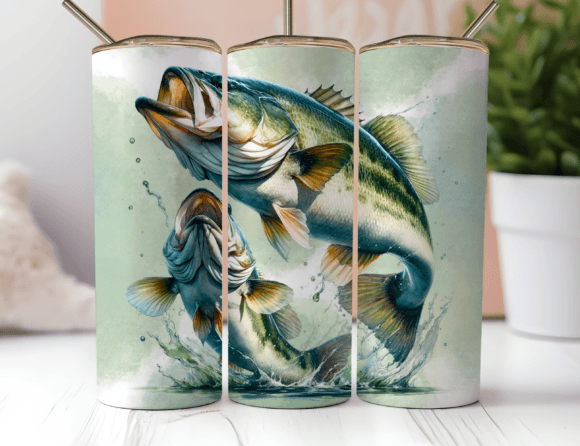 Bass Fish Tumbler Wrap Graphics for Local Business Branding