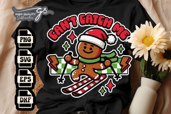 Can't Catch Gingerbread Skiing SVG for Crafts and Graphics