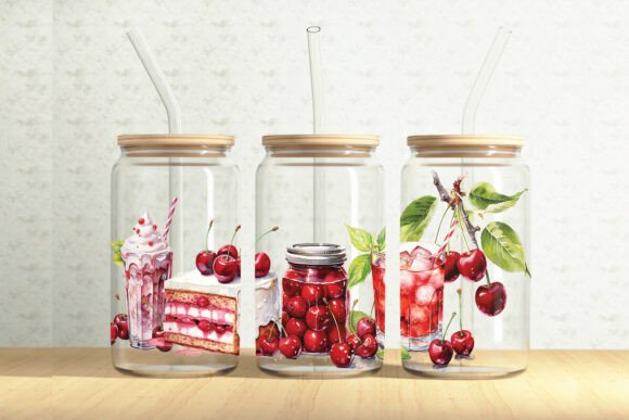 Cherries 16oz Glass Can Tumbler Wrap – A Versatile Graphic Design Asset