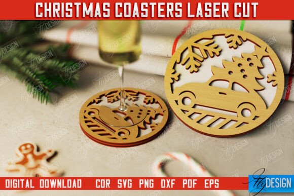 Christmas Coaster Cup Coaster Holidays for Laser Cutting and Winter Amp