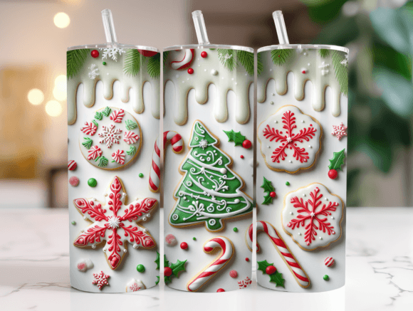 Christmas Cookie 20 OZ Tumbler Wrap Png – A Digital Graphic for Seasonal Merchandise