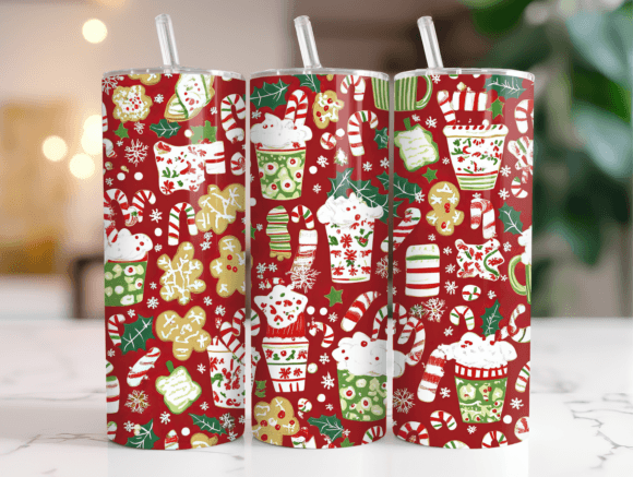 Christmas Cookies Hot Cocoa Tumbler Wrap Graphics