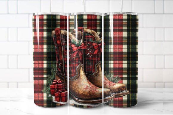 Christmas Cowboy Boots 20oz Tumbler Graphic Design