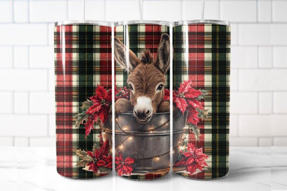 Christmas Donkey Tumbler Wrap Graphic for Branding and Merch