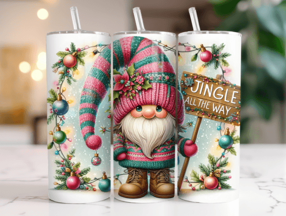 Christmas Gnome Tumbler Wrap Graphics