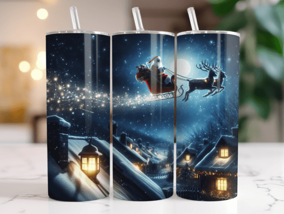 Christmas Night Santa Claus Tumbler Wrap Graphics