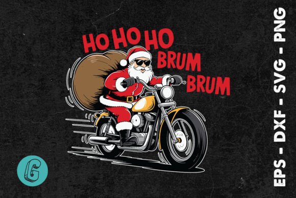 Christmas Santa Biker Costume SVG for Print Templates and Graphics