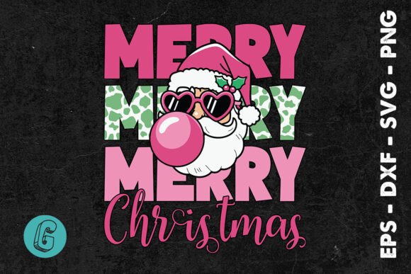 Christmas Santa Blowing Bubble Merry SVG for Graphics and Print Templates