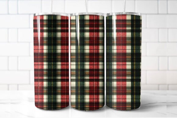 Christmas Tartan 20oz Tumbler Wrap - A Graphic Design Asset for Seasonal Merchandise