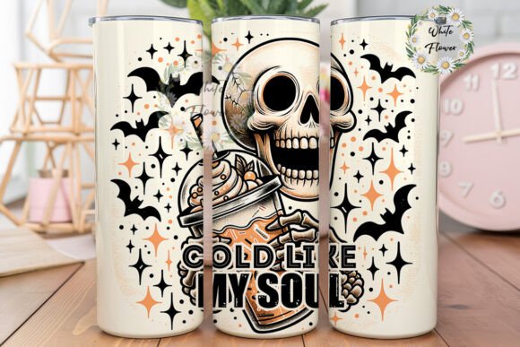 Cold Like My Soul Coffee Skeleton Png for Tumbler Wraps and Graphics