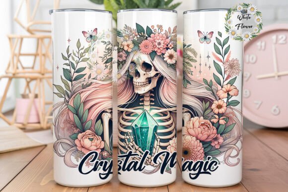 Crystal Magic Funny Witchy Skeleton Graphics for Tumbler Wraps