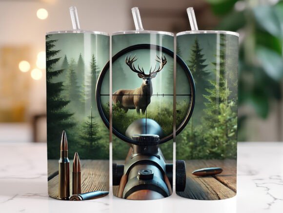 Deer Hunting 20oz Tumbler Wrap PNG for Digital Product Creators