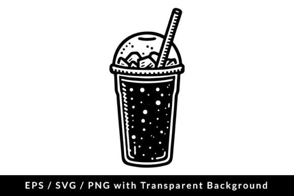 Frozen Frappe Line Art EPS SVG PNG for Graphics and Illustrations