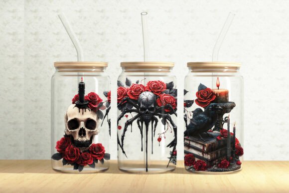 Gothic 16oz Glass Tumbler Wrap – A Graphic Design Asset for Editorial Use