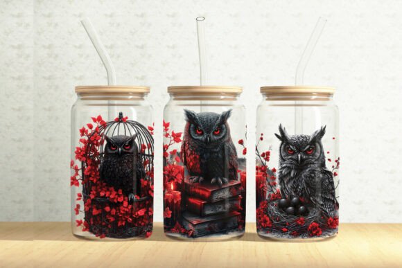 Gothic Owls 16oz Glass Tumbler Wrap - A Graphic Design Asset Review