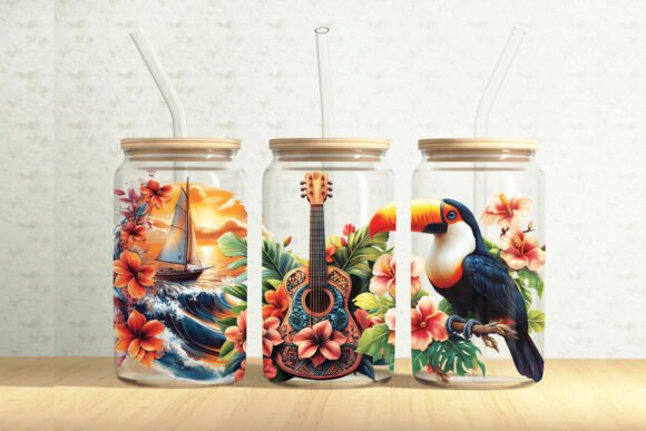 Hawaii 16oz Glass Can Tumbler Wrap - Graphics for Crafting