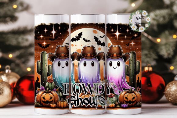 Howdy Ghouls Funny Fall Ghost Design for Tumbler Wraps and Graphics