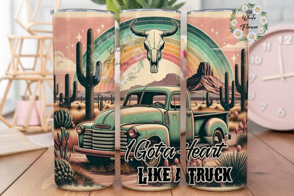 I Got a Heart Like a Truck Western Png Graphics for Tumbler Wraps
