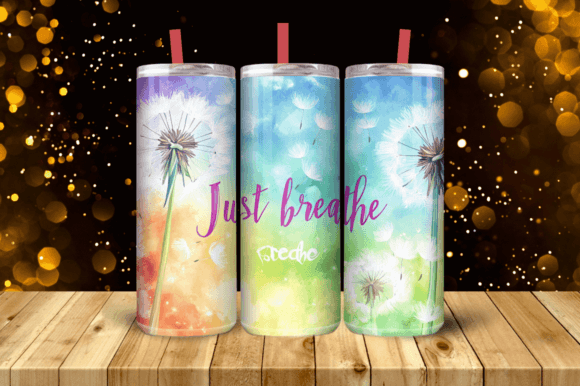 Just Breathe Sunflower Tumbler Wrap 20oz Graphics