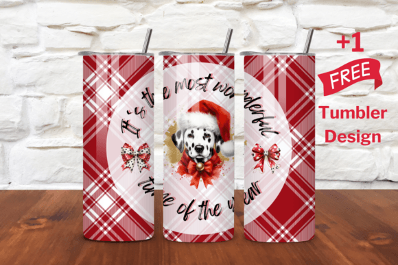 Most Wonderful Time Dalmatian Graphics for Tumbler Wraps