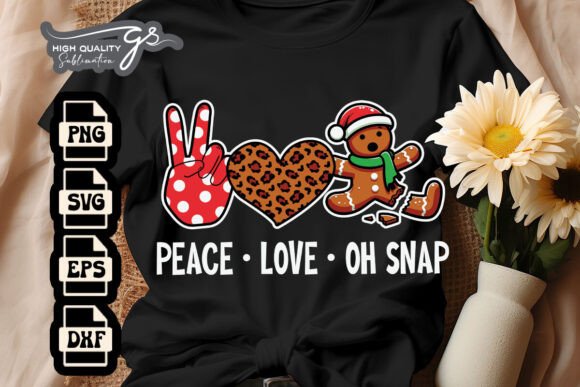 Peace Love Snap Funny Gingerbread SVG for Crafts and Graphics