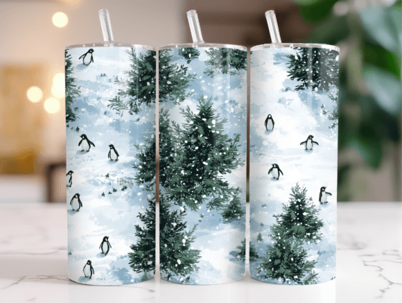 Penguins Snowy Forests Seamless Wrap Graphics