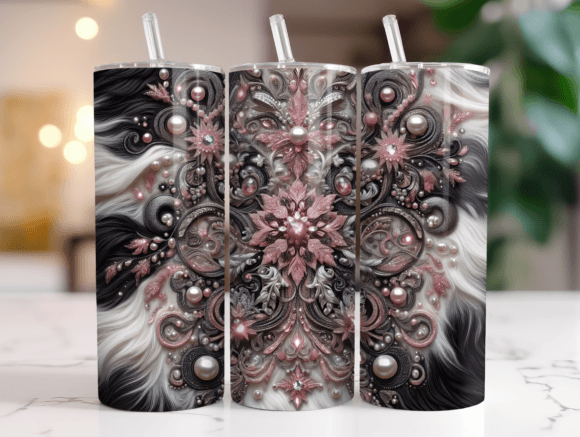 Pink Glitter Cow Skinny Wrap Sublimation Graphics for Tumbler Wraps