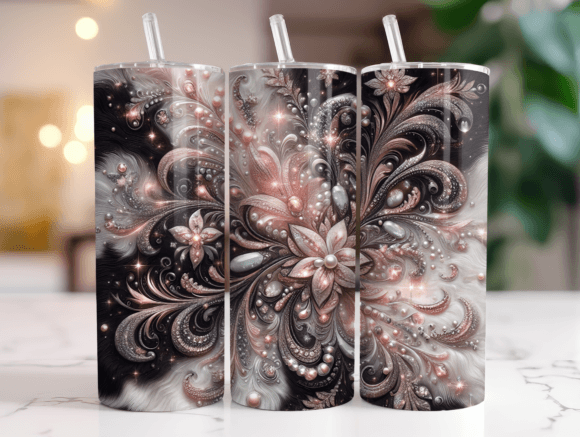 Pink Glitter Cow Tumbler Wrap Graphics