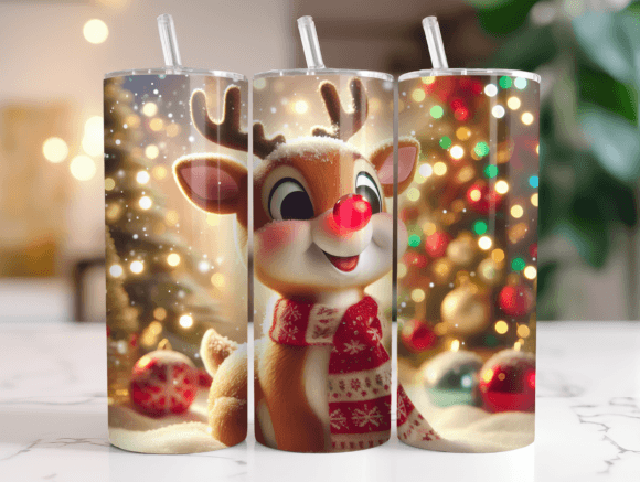 Rudolph Christmas 20oz Tumbler Wrap Graphics