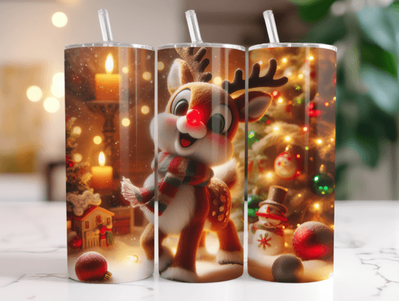 Rudolph Christmas Tumbler Wrap Graphics