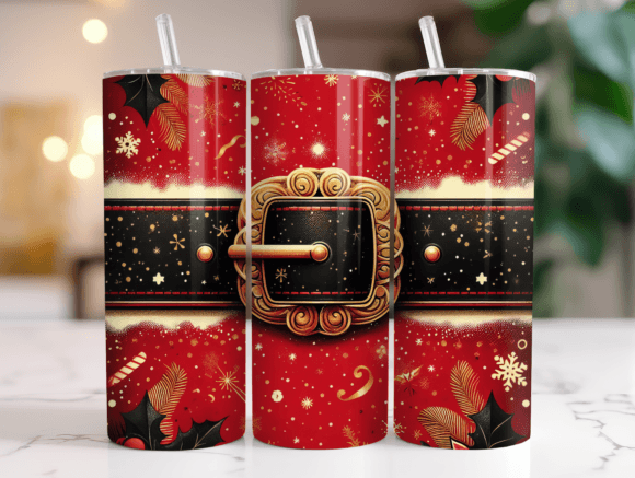 Santa Belt Christmas Tumbler Sublimation Graphics