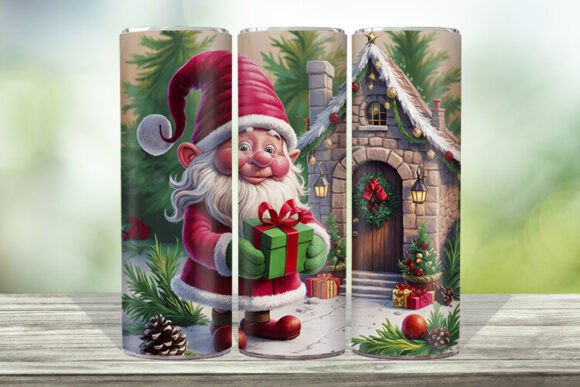 Tumbler Wrap Gnome with Gifts 1 – A Vibrant Graphic Design Asset