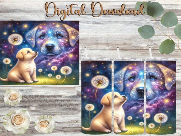 Yellow Labrador Dandelion Mama Dog Graphics for Tumbler Wraps